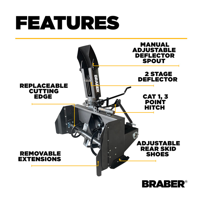 3-Point PTO Snow Blower 54" Light-Duty 16/35 HP – BE-SBS5054L-zoom-