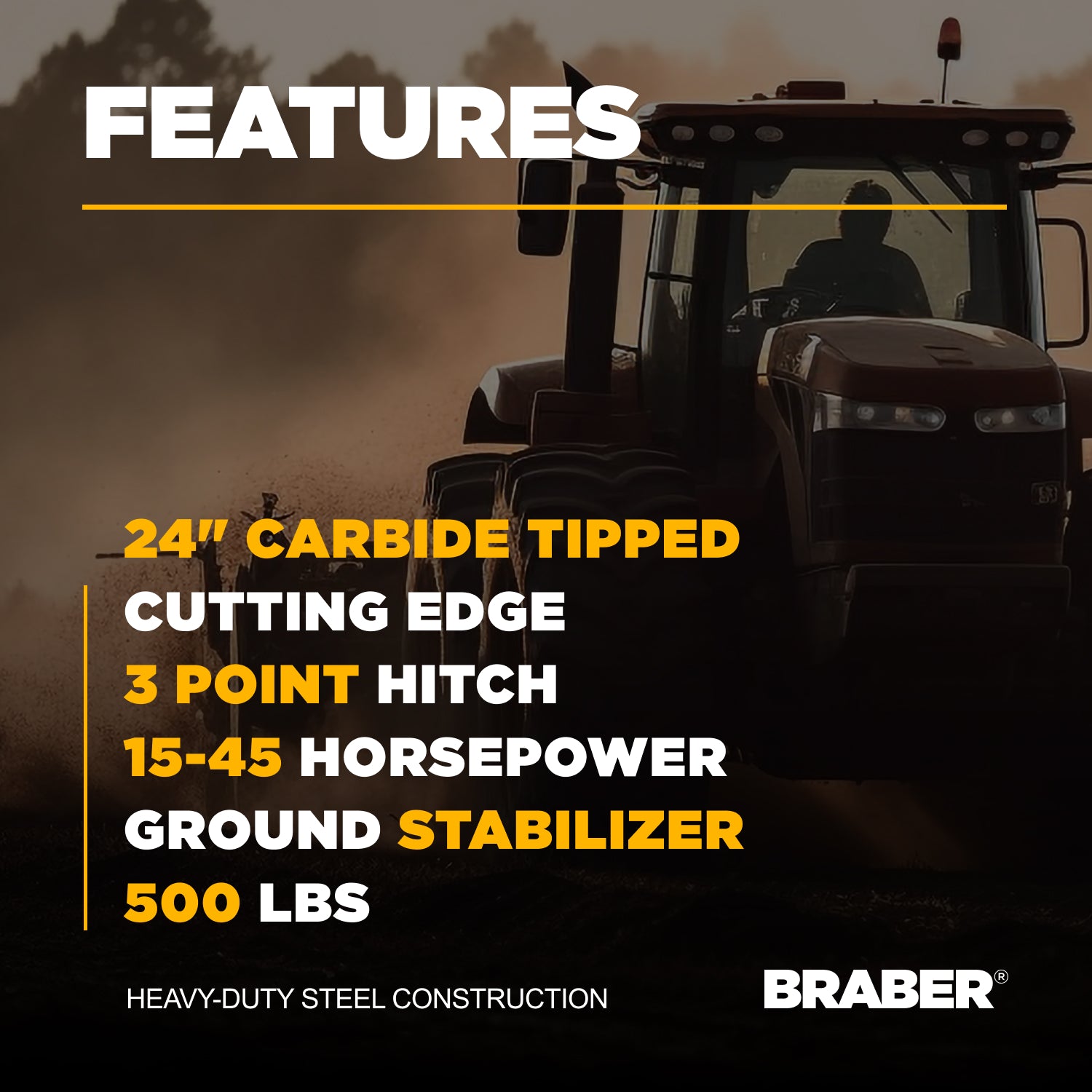 3-Point PTO Stump Grinder 6" Below Grade 15/45 HP – BE-SG24-4
