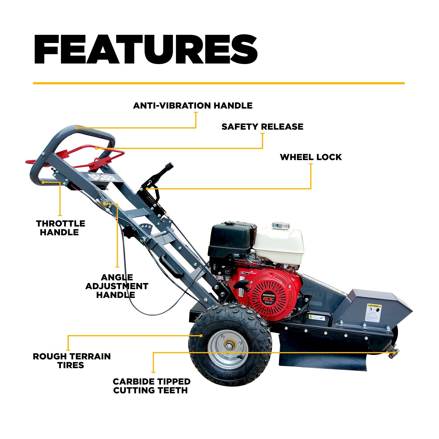 Stump Grinder 9" Below Grade Honda GX390 – BE-SGGH13-3