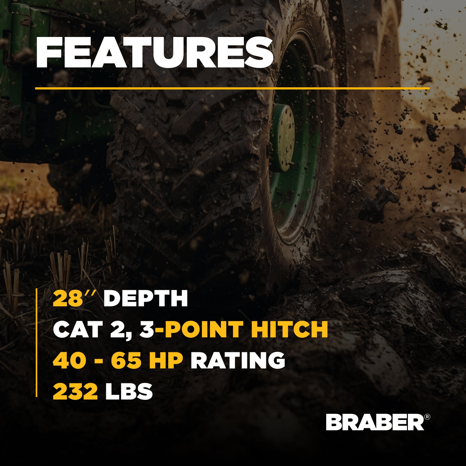Heavy-Duty 1-Shank Subsoiler 28" Depth 40/65 HP – BE-SS1HD-zoom-3