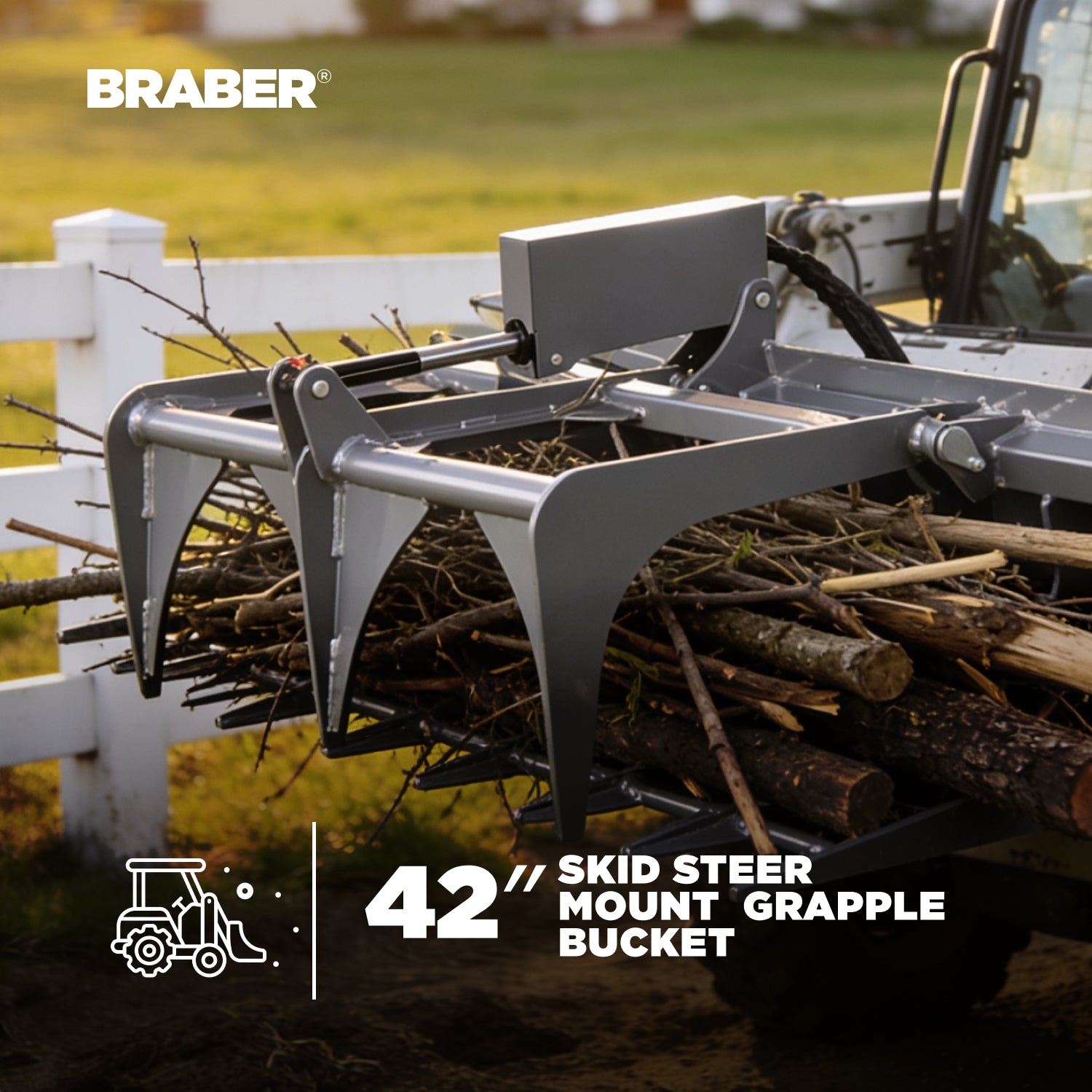 Skid Steer Grapple Bucket 42" Heavy-Duty – BE-SSGB2242-2
