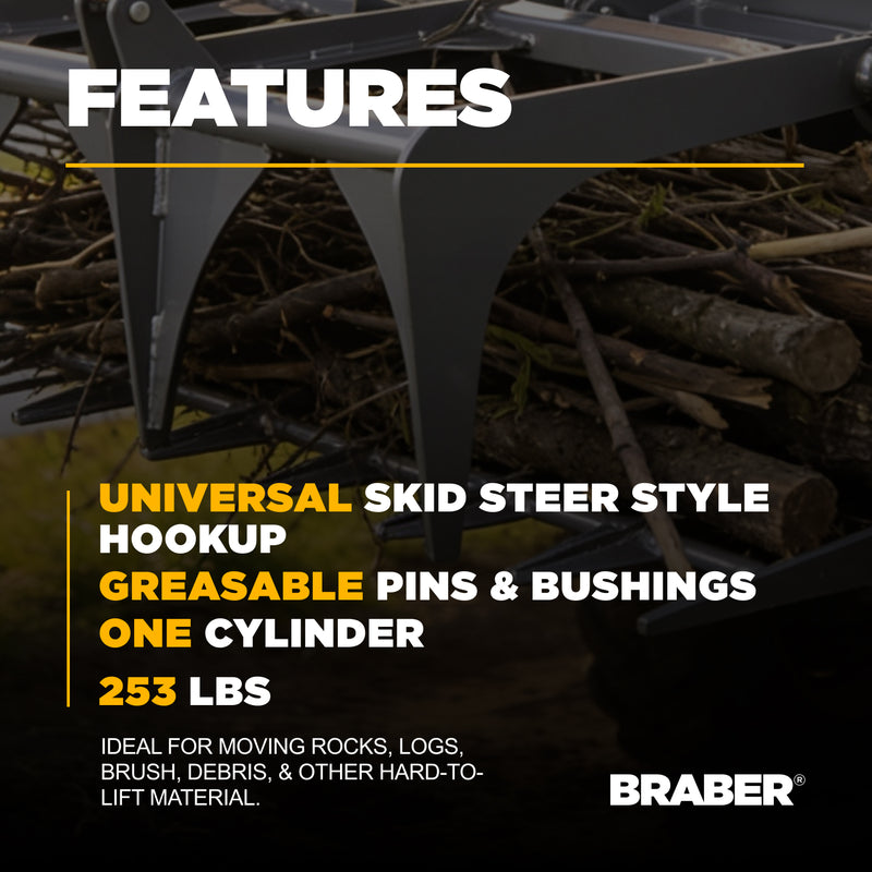 Skid Steer Grapple Bucket 42" Heavy-Duty – BE-SSGB2242-zoom-