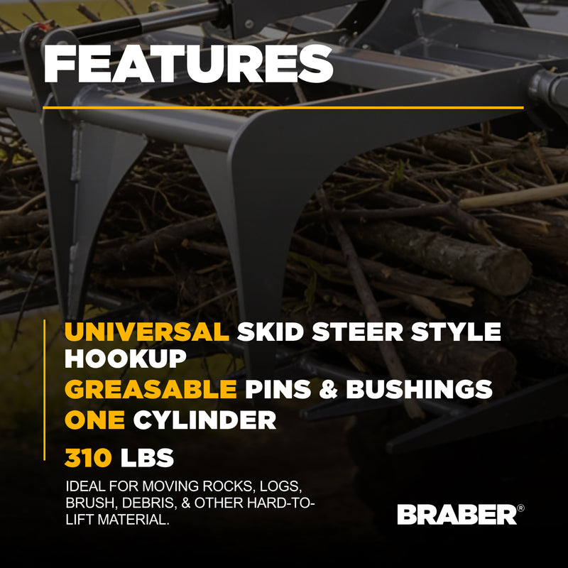 Skid Steer Grapple Bucket 54" Heavy-Duty – BE-SSGB2254-zoom-
