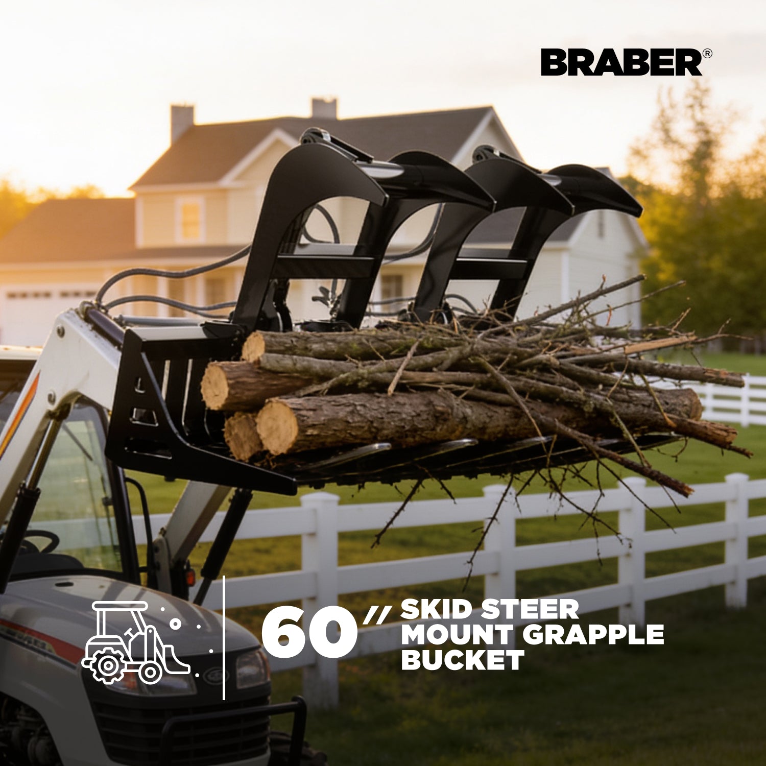 Skid Steer Grapple Bucket 60" Heavy-Duty – BE-SSGB60-zoom-2