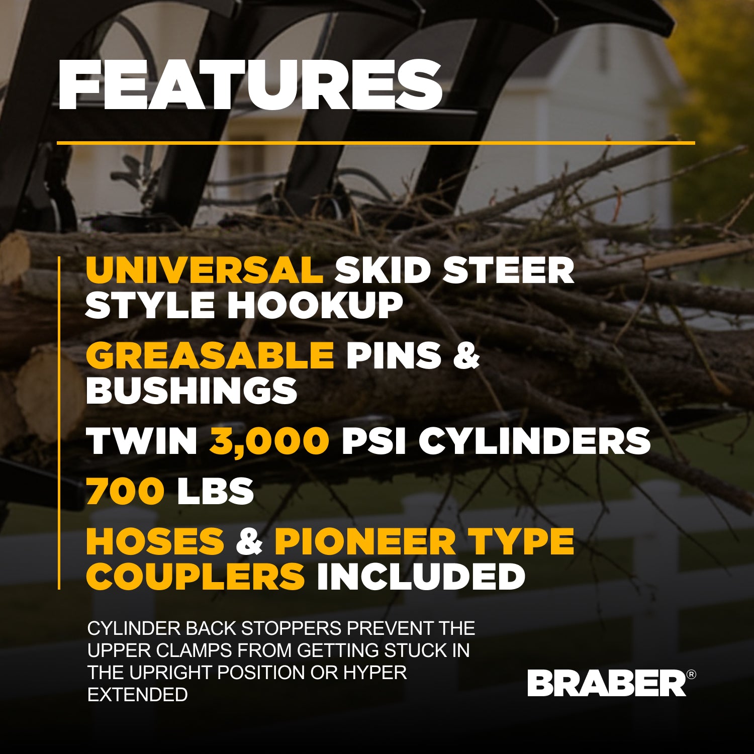 Skid Steer Grapple Bucket 72" Heavy-Duty – BE-SSGB72-4