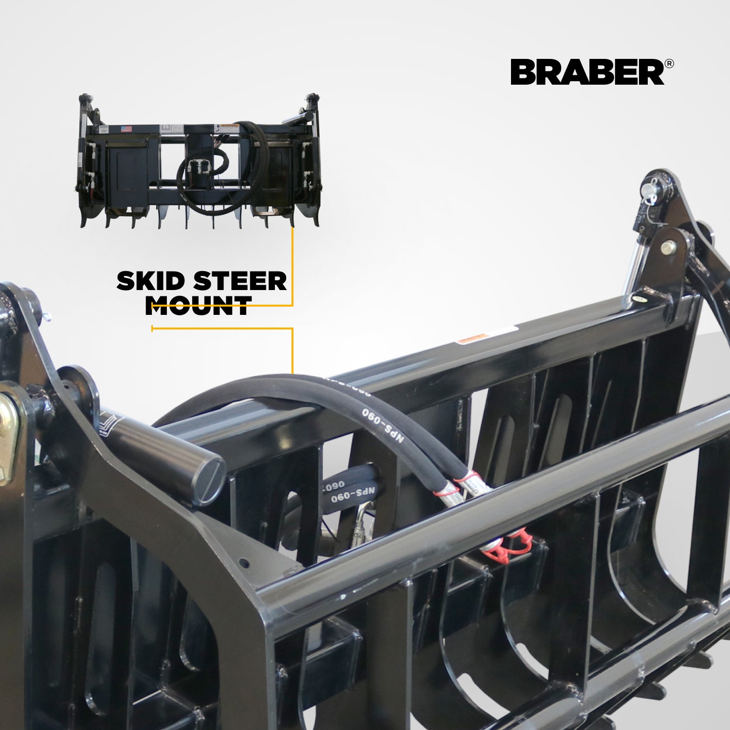 Skid Steer Root Grapple Bucket 62" Heavy-Duty – BE-SSGBC60-zoom-5