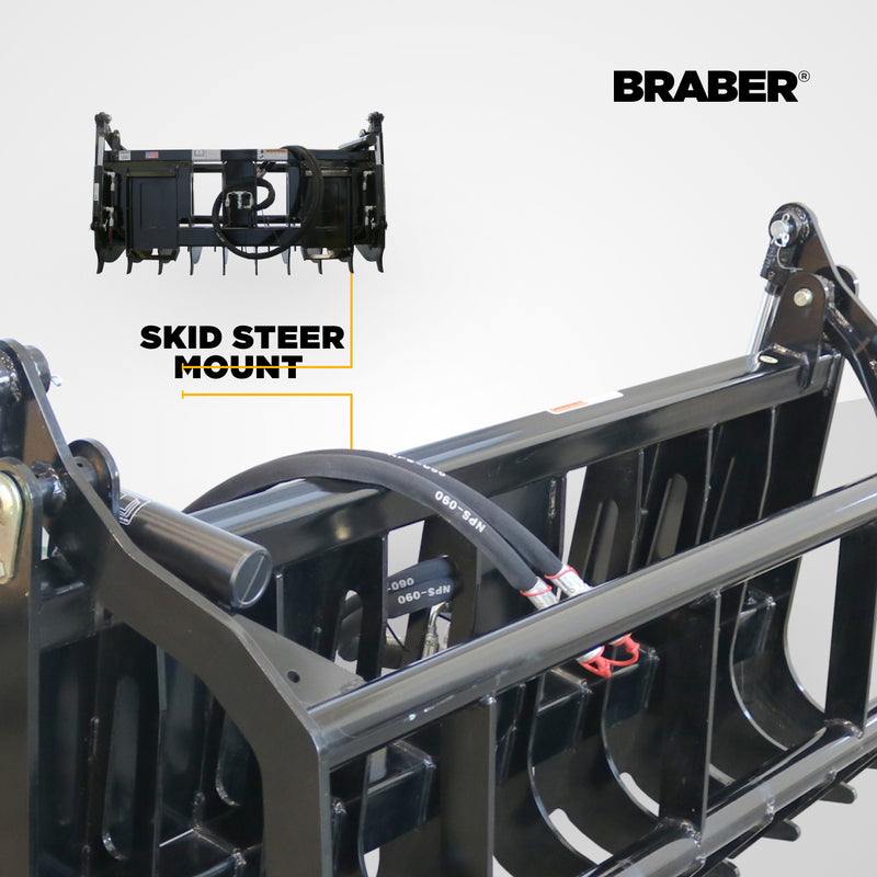 Skid Steer Root Grapple Bucket 77" Heavy-Duty – BE-SSGBC75-zoom-