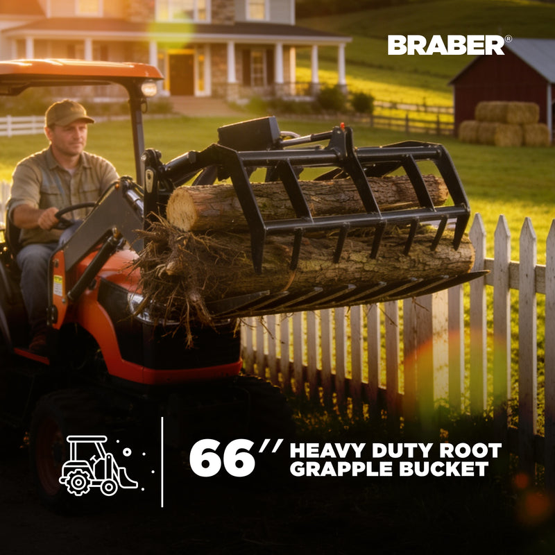 Skid Steer Root Grapple Bucket 66" Heavy-Duty – BE-SSGBS67-zoom-