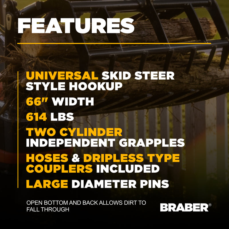 Skid Steer Root Grapple Bucket 79" Heavy-Duty – BE-SSGBS80-zoom-