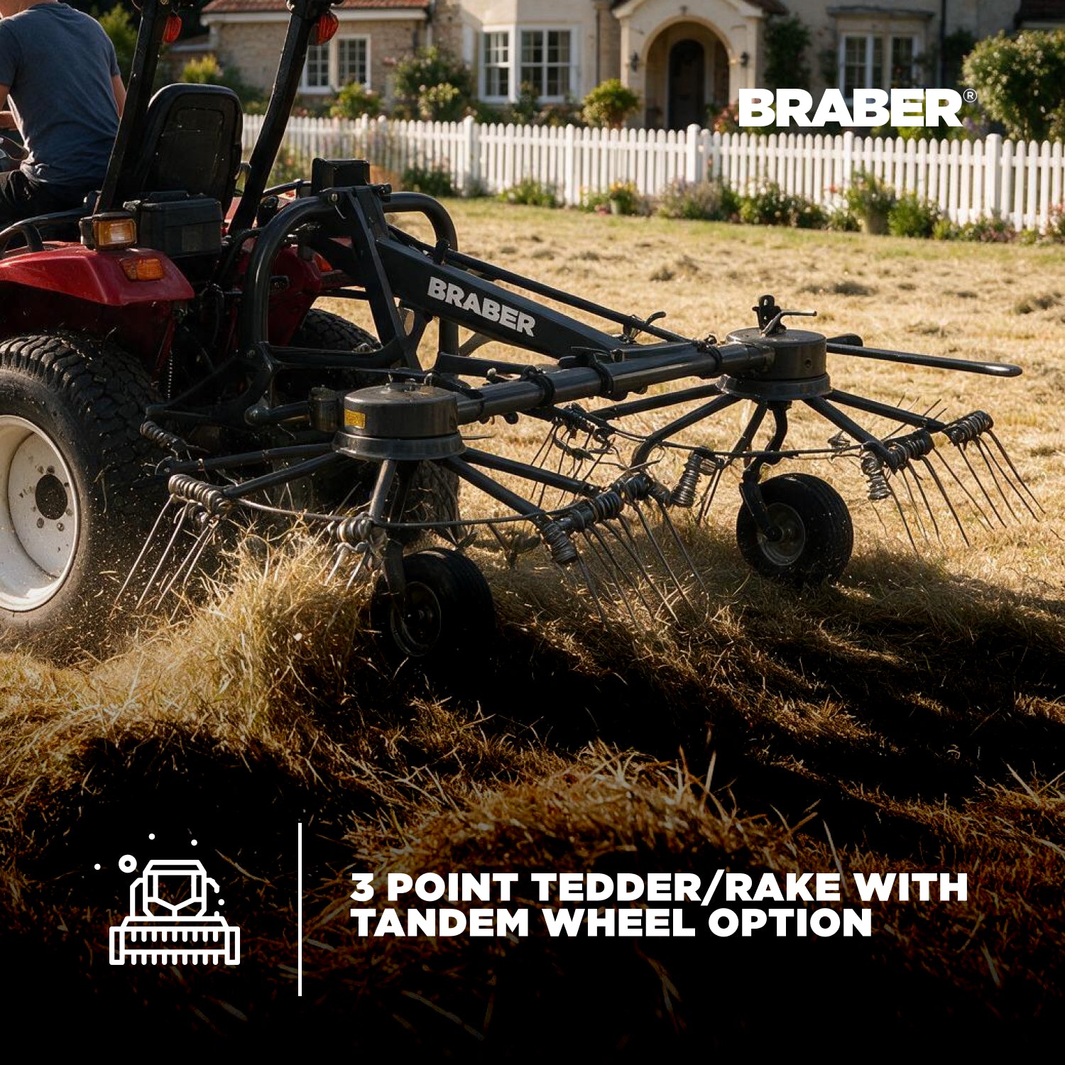 3-Point PTO Tedder Rake 9'10" 24 HP+ – BE-TR300