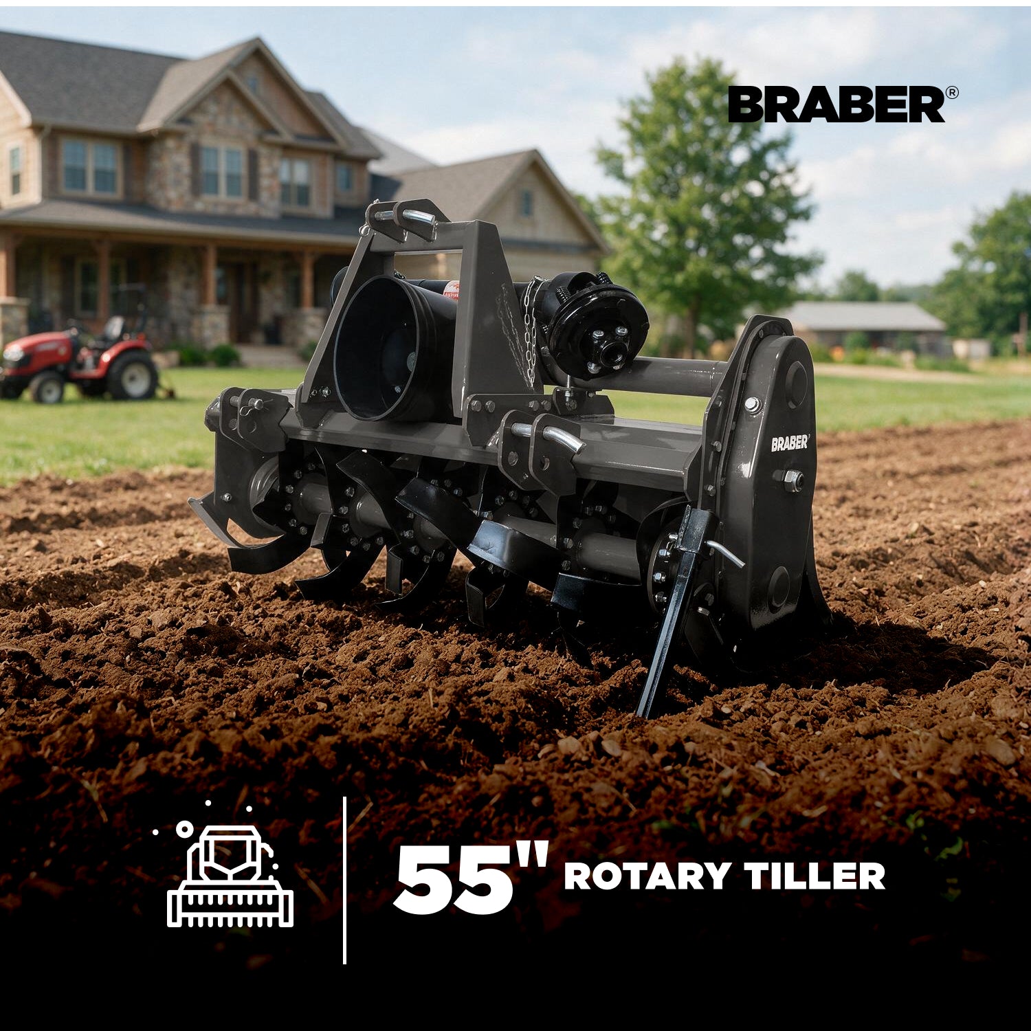 3-Point PTO Rotary Tiller 55" 20/50 HP – BE-TS140-2