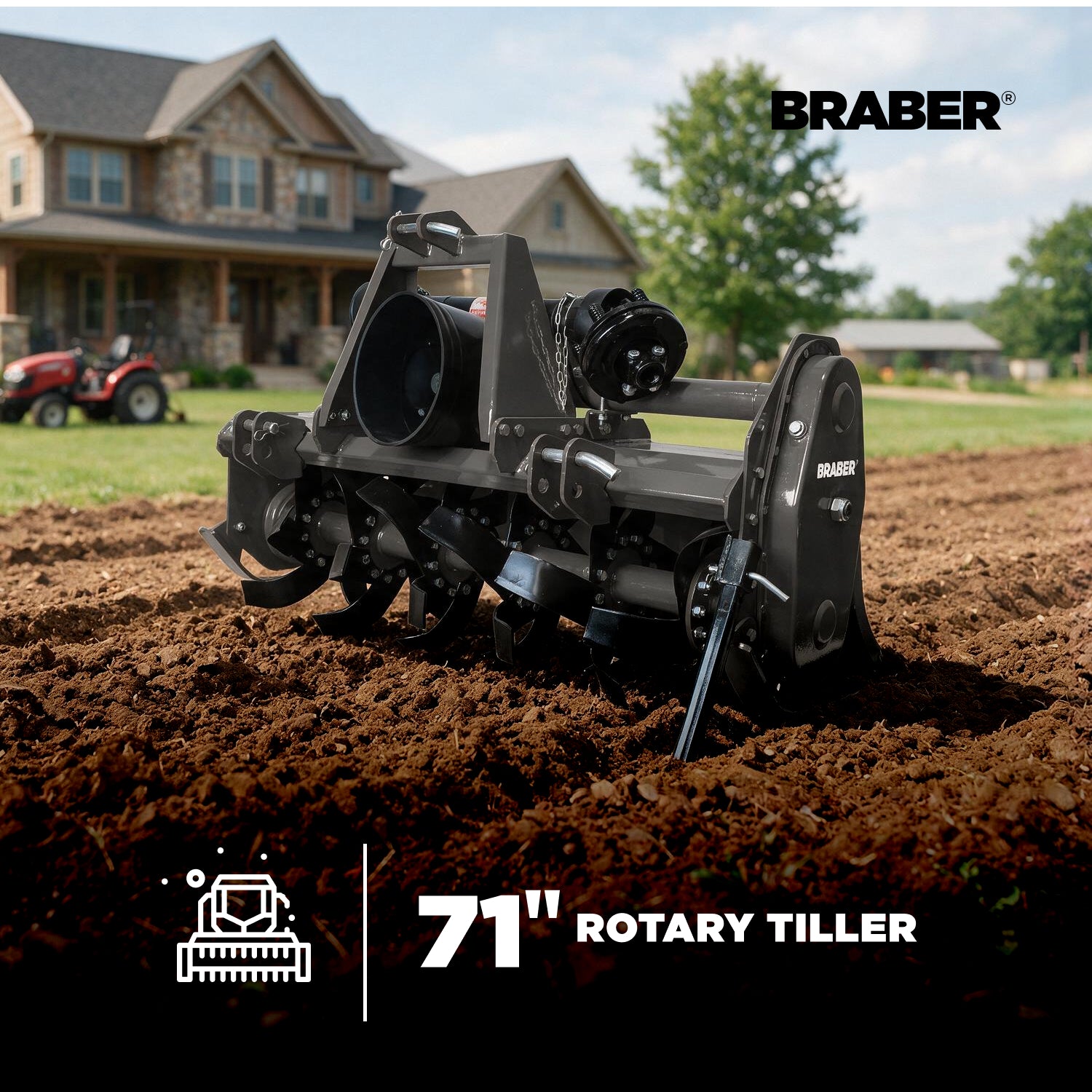 3-Point PTO Rotary Tiller 71" 20/50 HP – BE-TS180-2