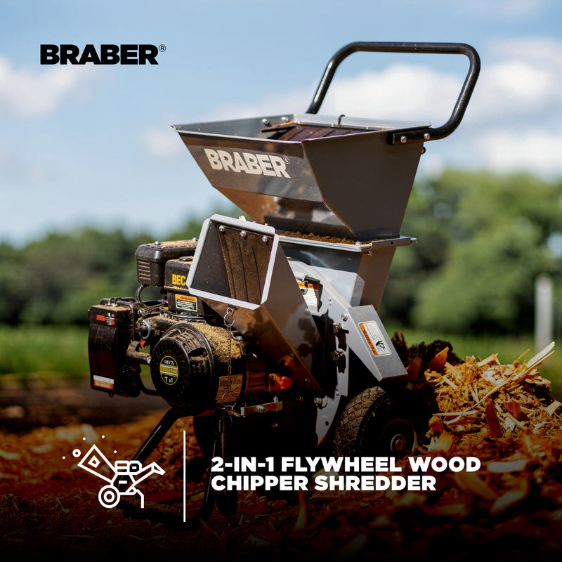 2-in-1 Flywheel Wood Chipper Shredder 3" Capacity 212cc – BE-WCGF3R7-zoom-