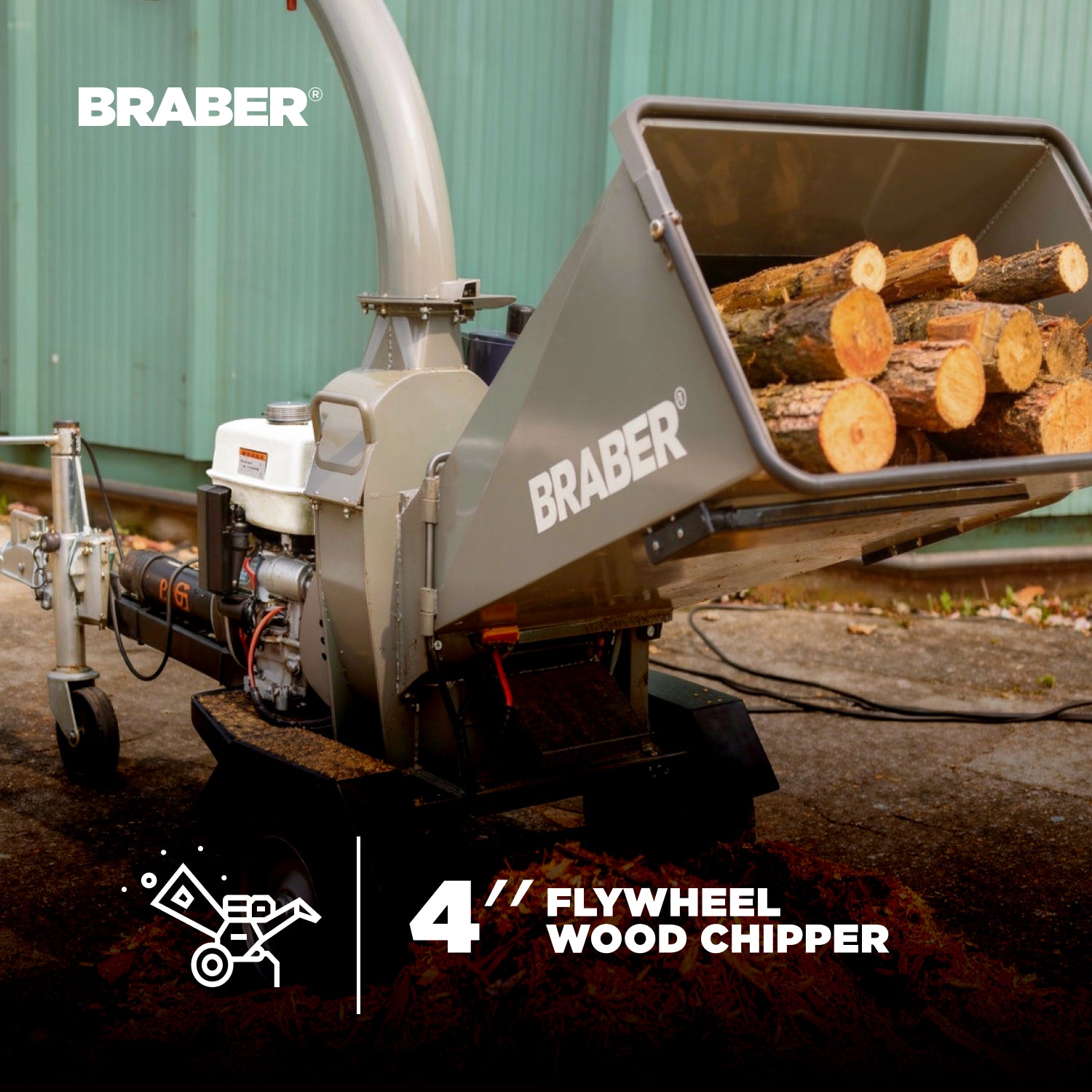 Flywheel Wood Chipper Shredder 4" Capacity Honda GX390 – BE-WCGF4H13-zoom-2