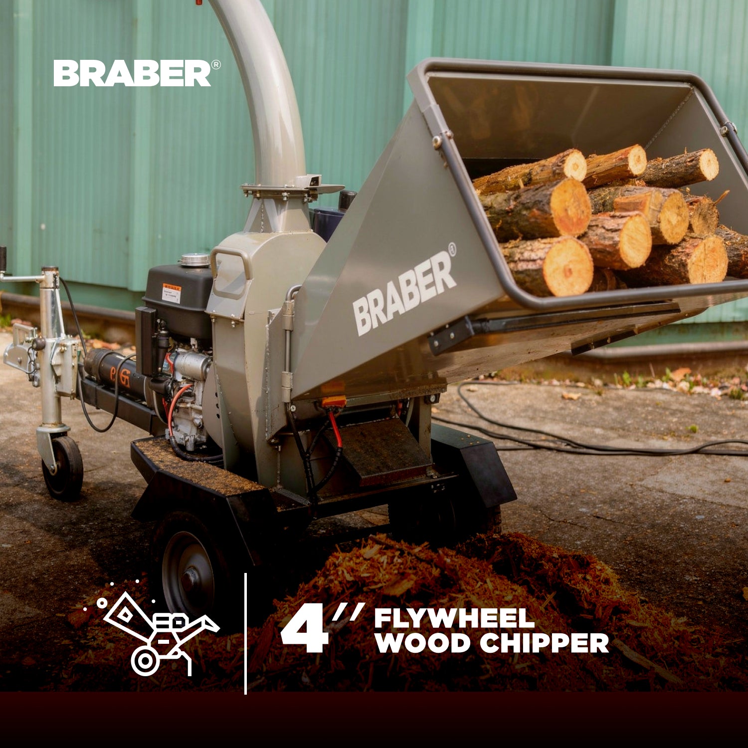Flywheel Wood Chipper Shredder 4" Capacity 420cc – BE-WCGF4R13-2