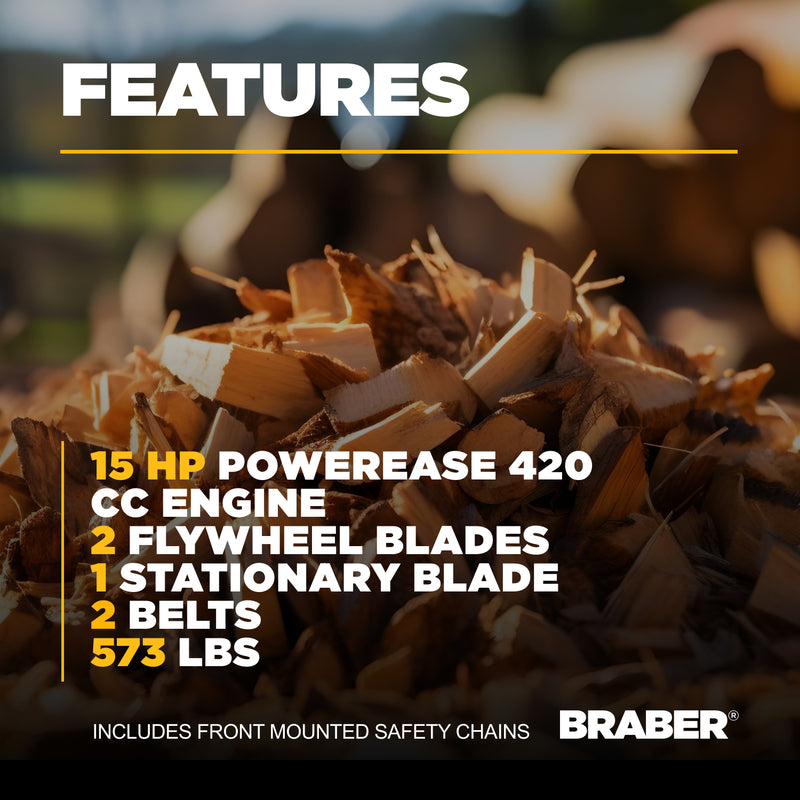 Flywheel Wood Chipper Shredder 4" Capacity 420cc – BE-WCGF4R13-zoom-