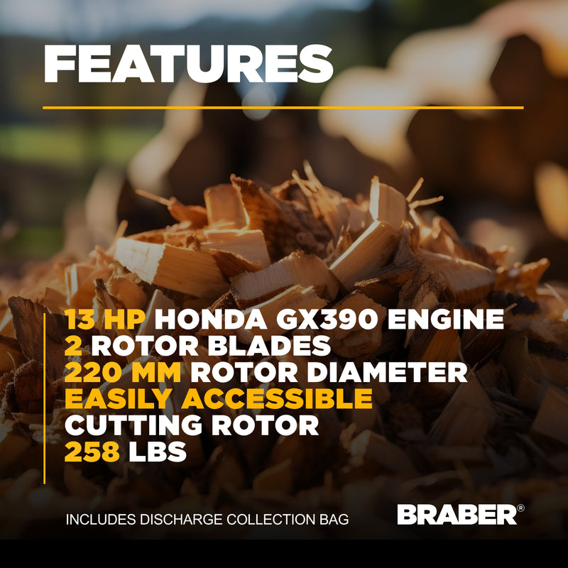 Drum Wood Chipper, Honda 390 cc, Electric Start-zoom-