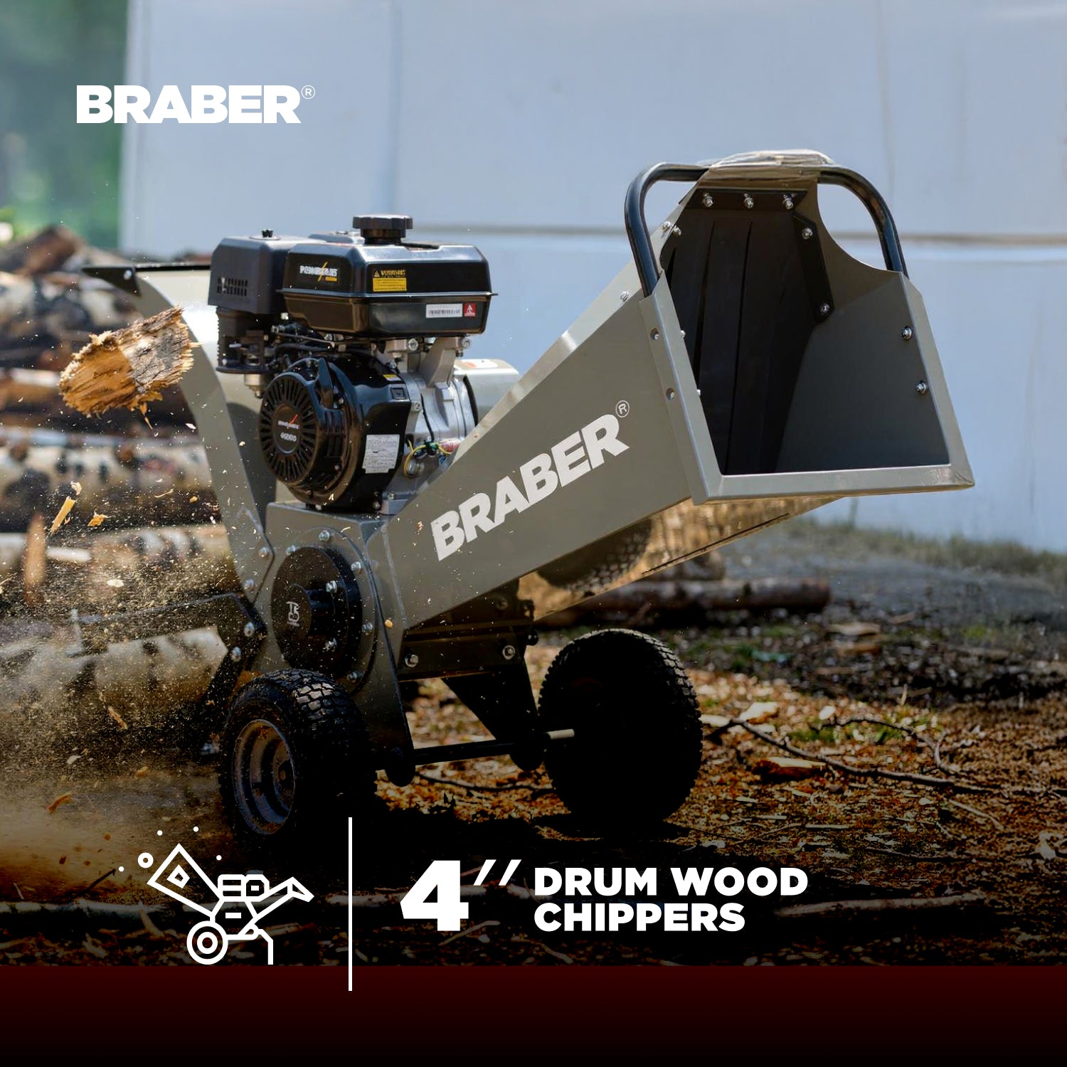 Wood Chipper Shredder 4" Capacity 420cc – BE-WCGR4R13-zoom-2