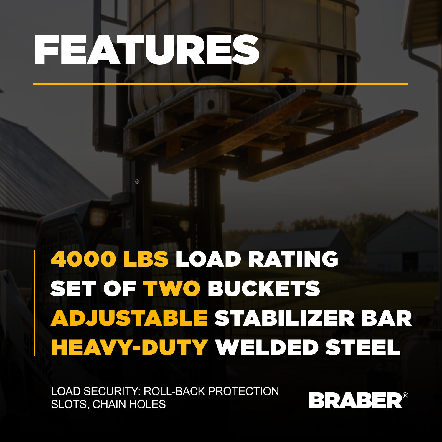 Clamp-On Bucket Forks 4000 lb Set of 2 – BF4000N-3