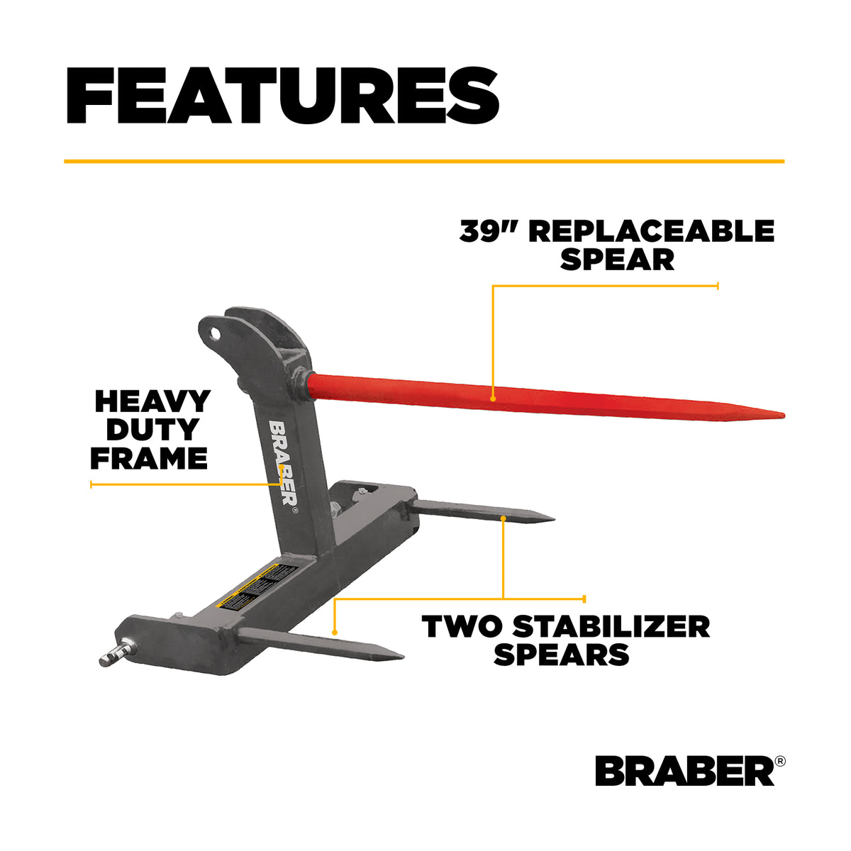 3-Point Bale Spear 2500 lb – BE-BS3PTN-2