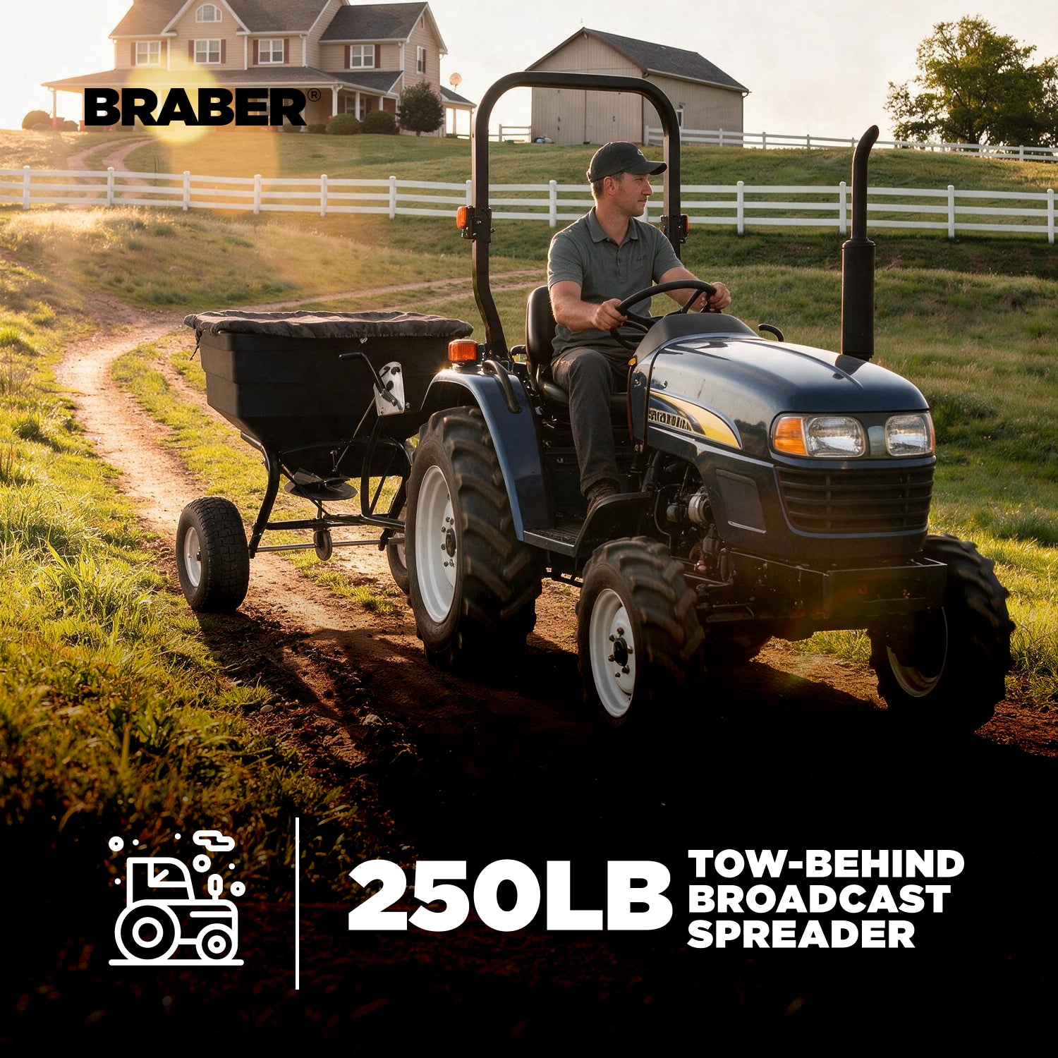 Tow-Behind Broadcast Spreader 250 lb – PFS105T