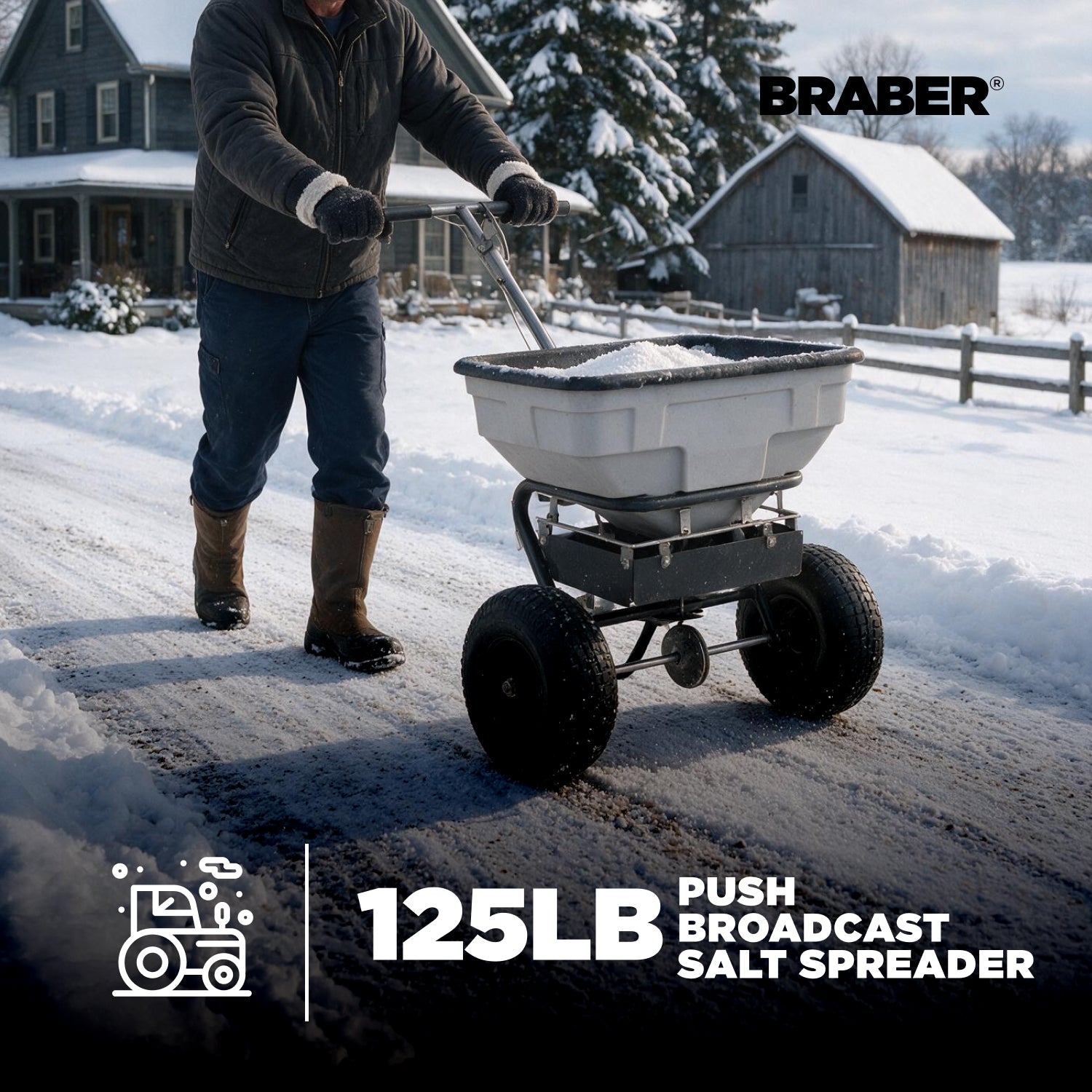 Push Broadcast Salt Spreader 125 lb – PFSS60P-2