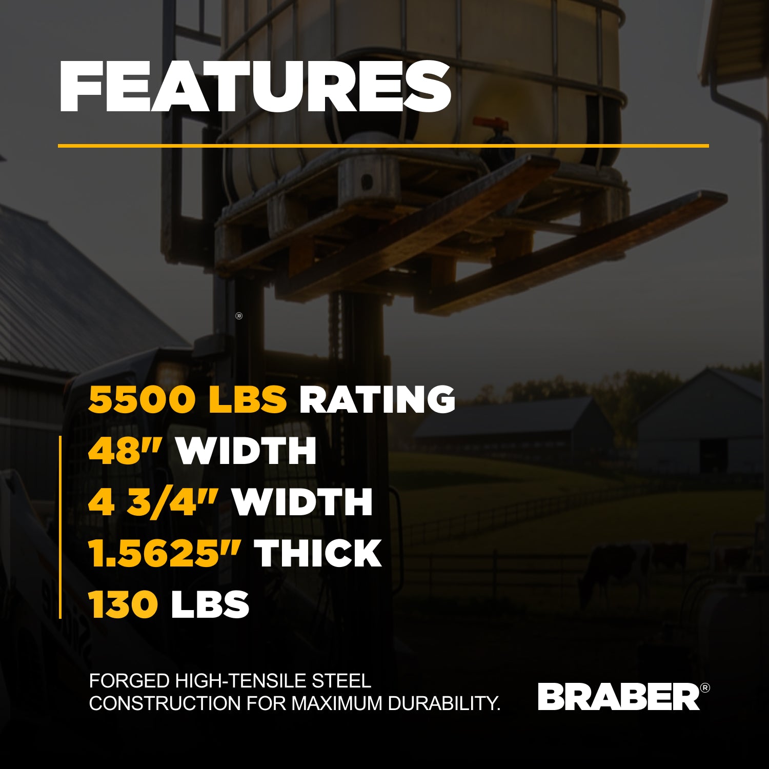 Class II Pallet Forks 5500 lb 48" Set of 2 – PFT48HDJ5500-zoom-3