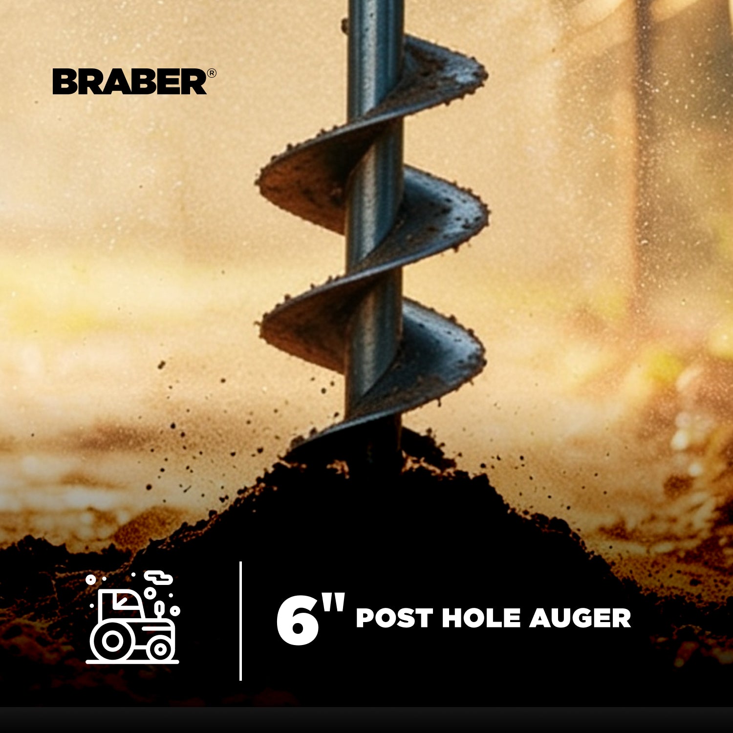 6" Post Hole Auger for BE-PHDG Digger – PHA6G