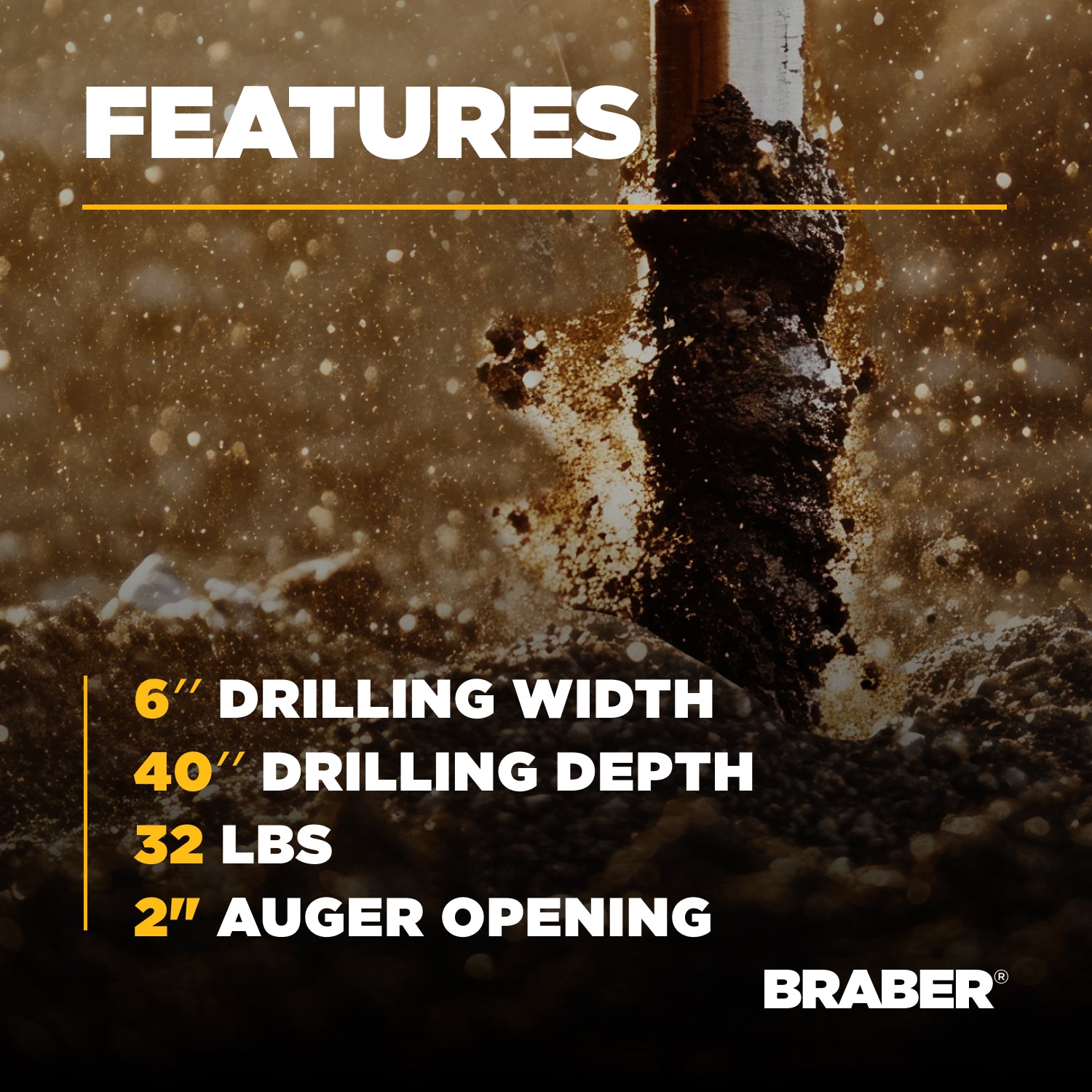 6" Post Hole Auger for BE-PHDG Digger – PHA6G-3