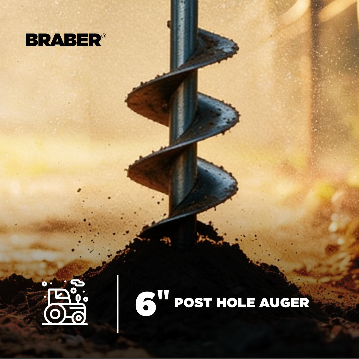 6" Short Post Hole Auger for BE-PHDLG Digger – PHA6SG-2