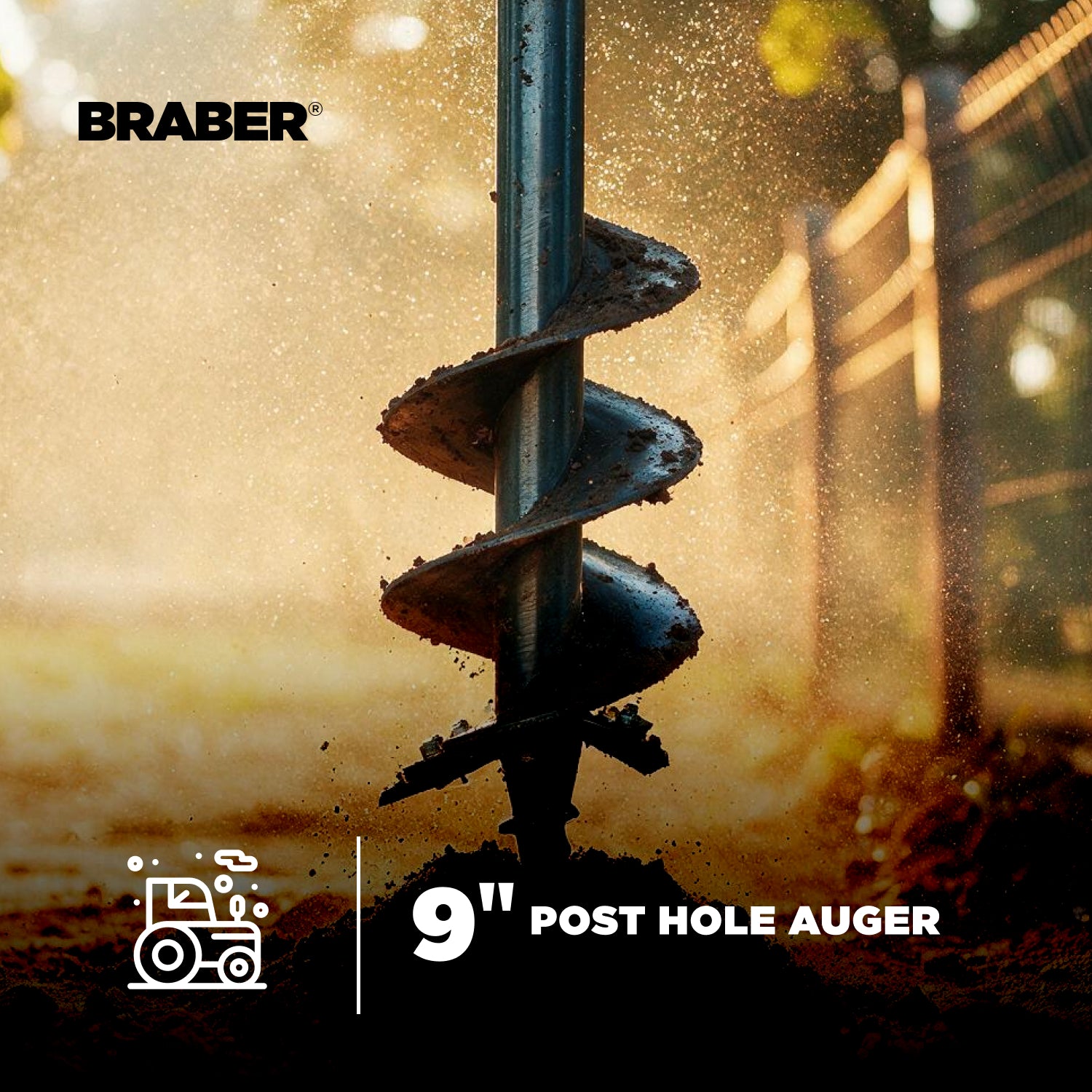 9" Post Hole Auger for BE-PHDG Digger – PHA9G