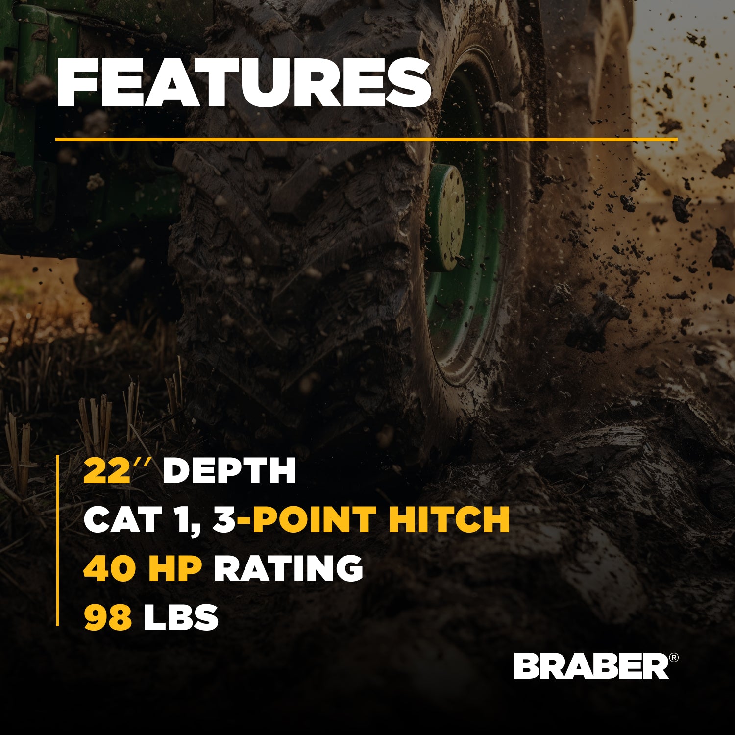 1-Shank Subsoiler 22" Depth up to 40 HP – SS1RN-3