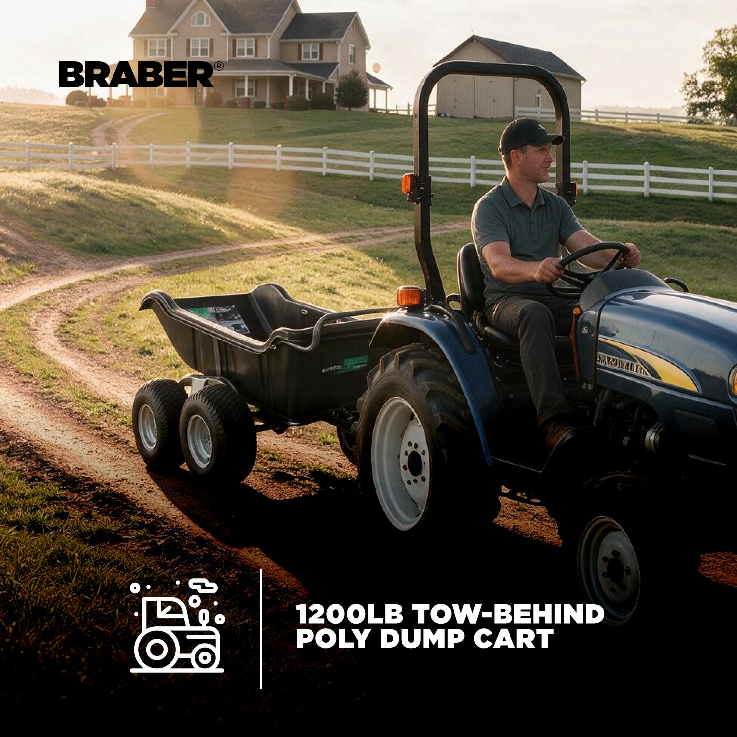 Tow-Behind Poly Dump Cart 1200 lb 4-Wheel – TCP12004W-zoom-2