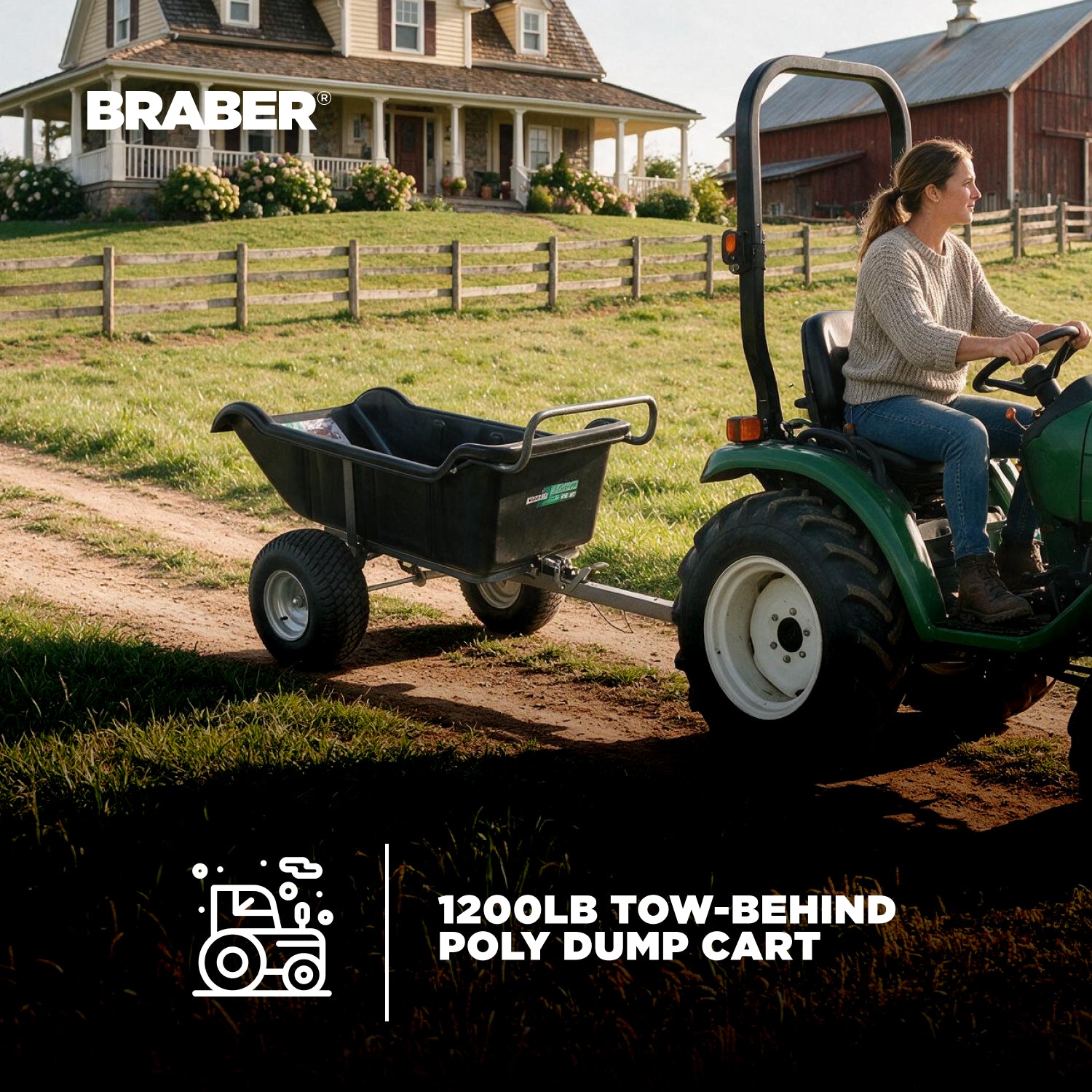 Tow-Behind Poly Dump Cart 1200 lb 2-Wheel – TCP1200