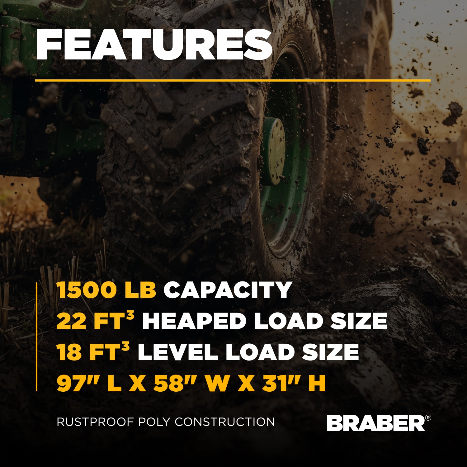 Tow-Behind Poly Dump Cart 1500 lb 4-Wheel – TCP15004W-zoom-3