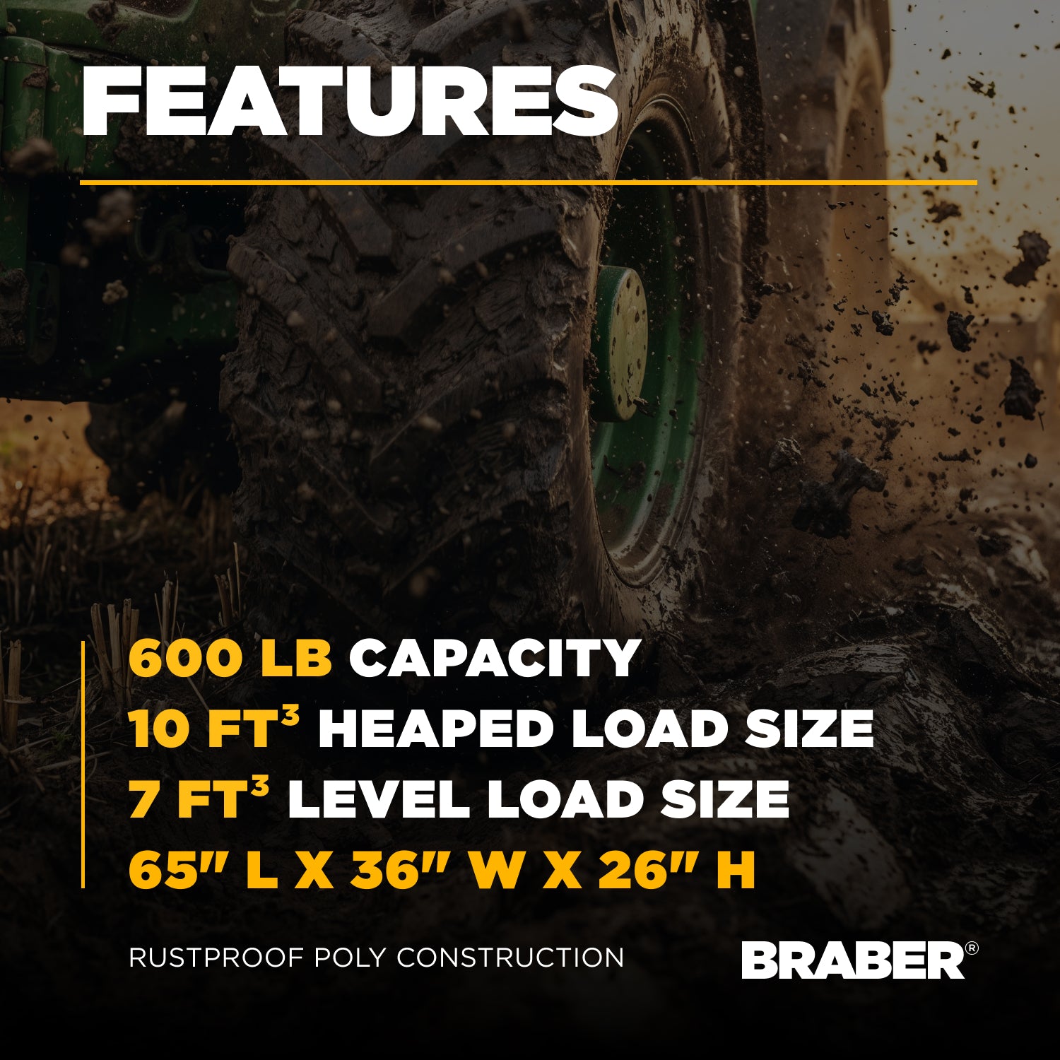 Tow-Behind Poly Dump Cart 600 lb – TCP600-3