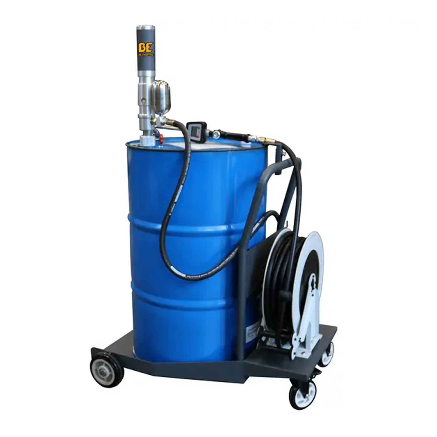 55 Gallon Mobile Oil Dispenser with Pump & Hose Reel