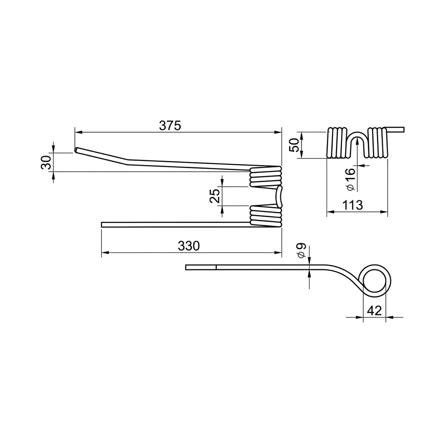 Rake Tine, Right Hand, Yellow, Pz / Sitrex-zoom-2