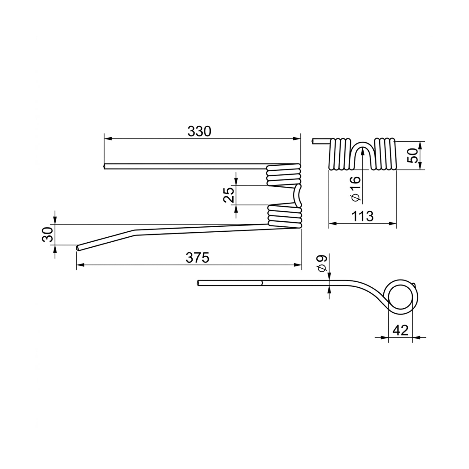 Narrow Rake Tines, Left Hand, Blue, Pz / Sitrex-2