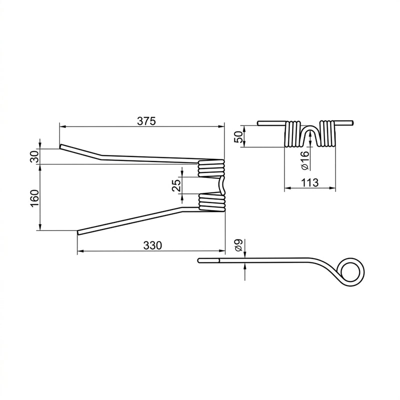 Wide Rake Tine, Right Hand, Yellow, PZ / Sitrex-zoom-