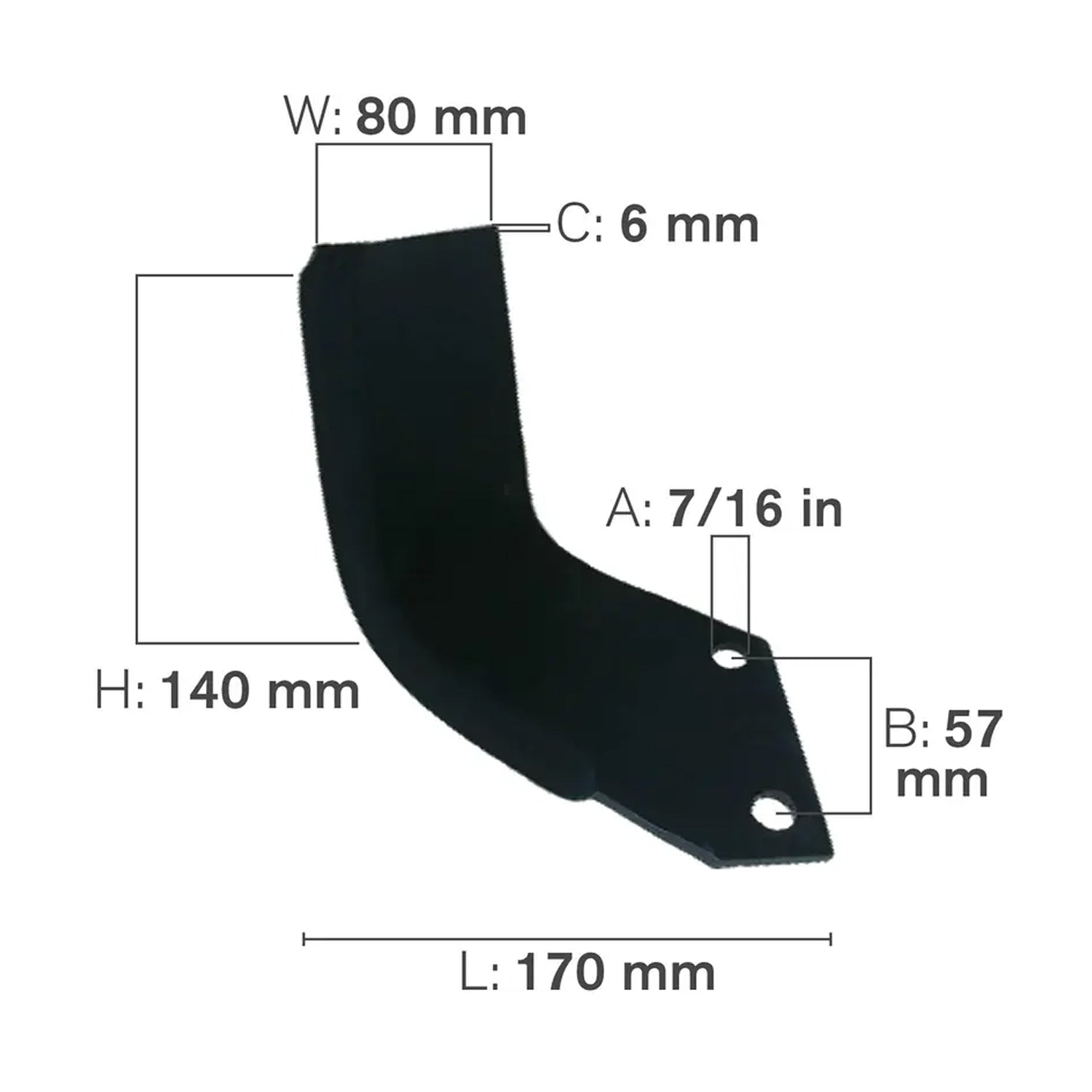 L-Shaped Tillage Blade, Right Hand