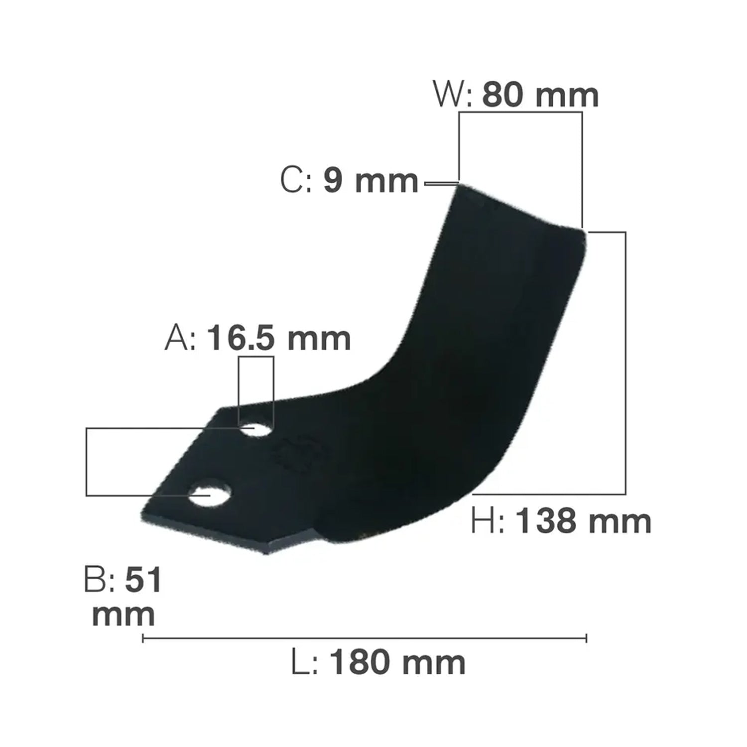 C-Shaped Tillage Blade, Left Hand-1
