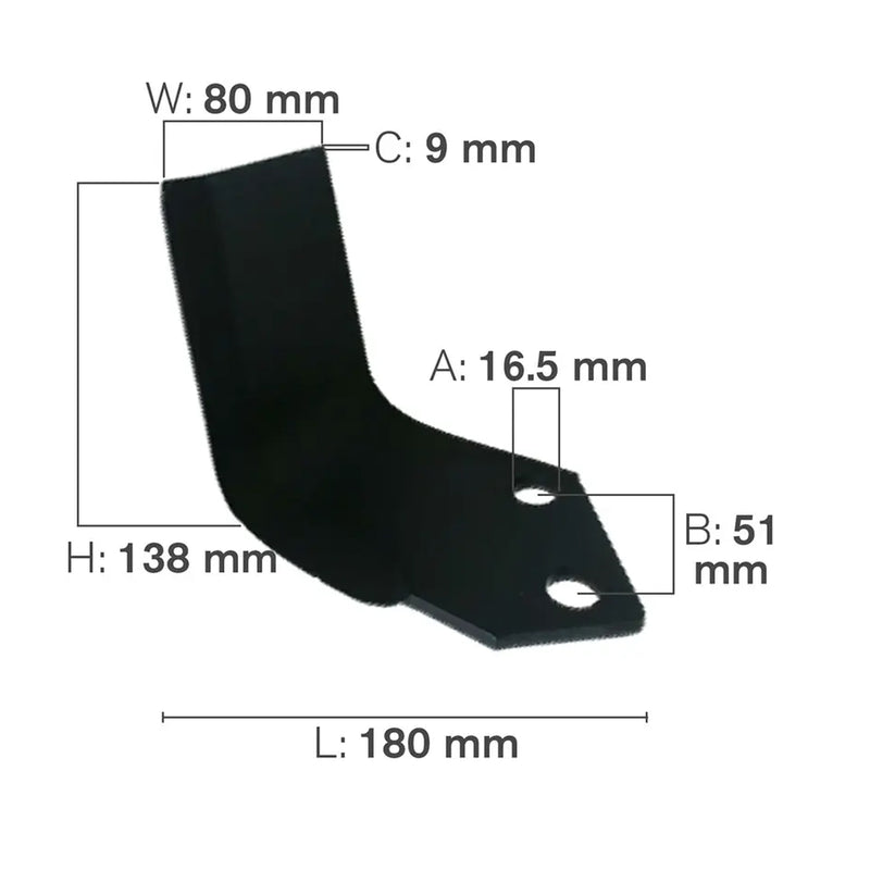 C-Shaped Tillage Blade, Right Hand-zoom-