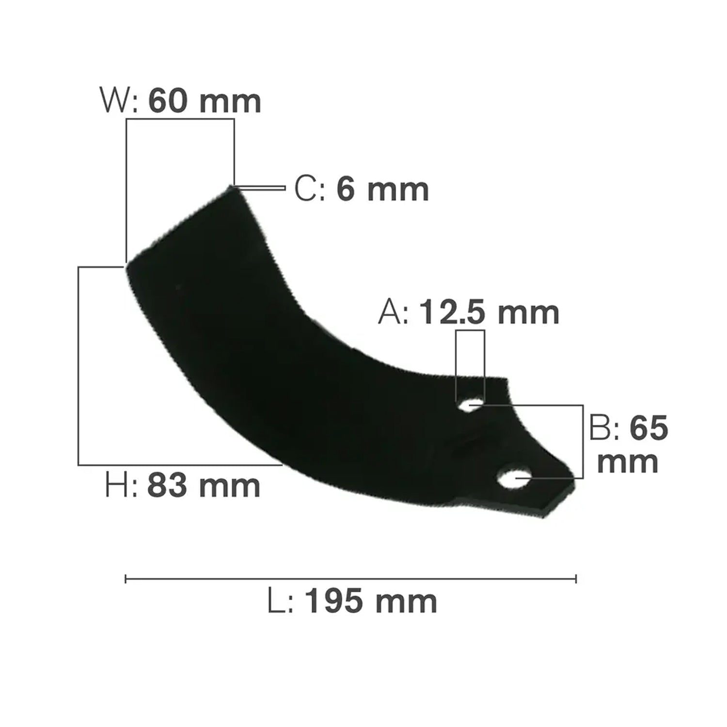 C-Shaped Tillage Blade, Right Hand-1