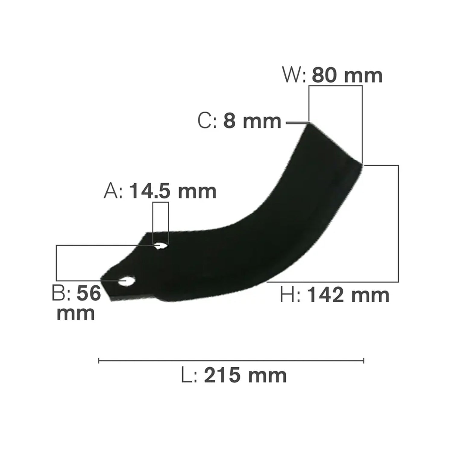 C-Shaped Tillage Blade, Right Hand, Hard Surfaced-1