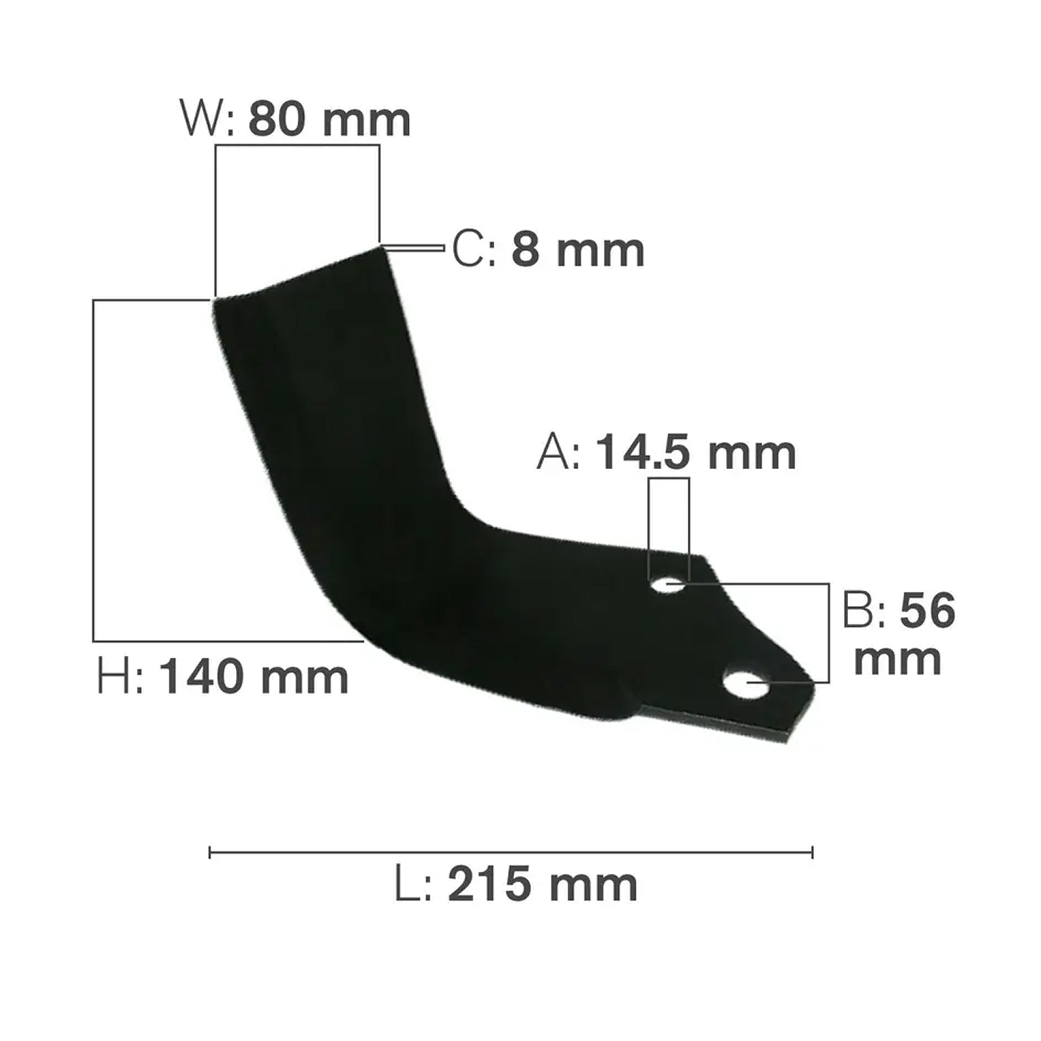 C-Shaped Tillage Blade, Right Hand, Hard Surfaced-zoom-1