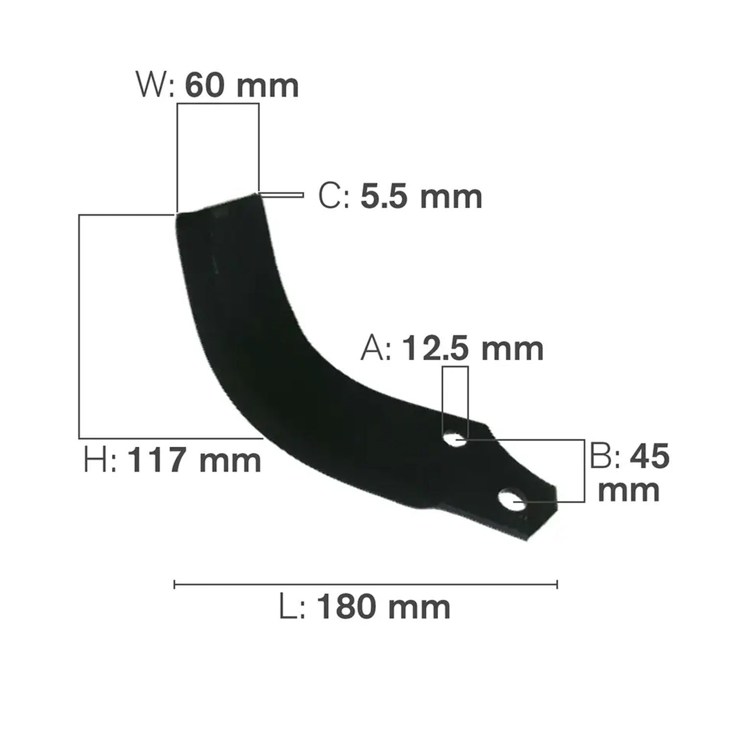 C-Shaped Tillage Blade, Right Hand