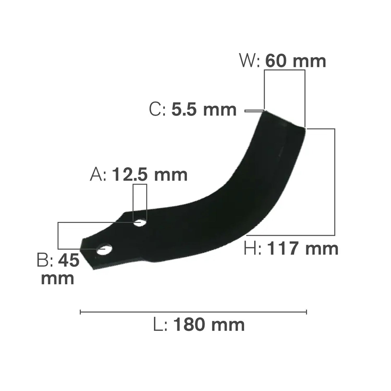 C-Shaped Tillage Blade, Left Hand