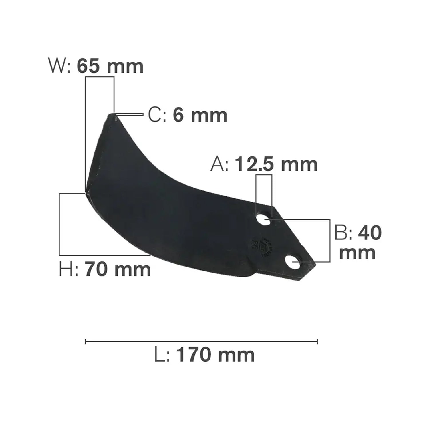 C-Shaped Tillage Blade, Right Hand