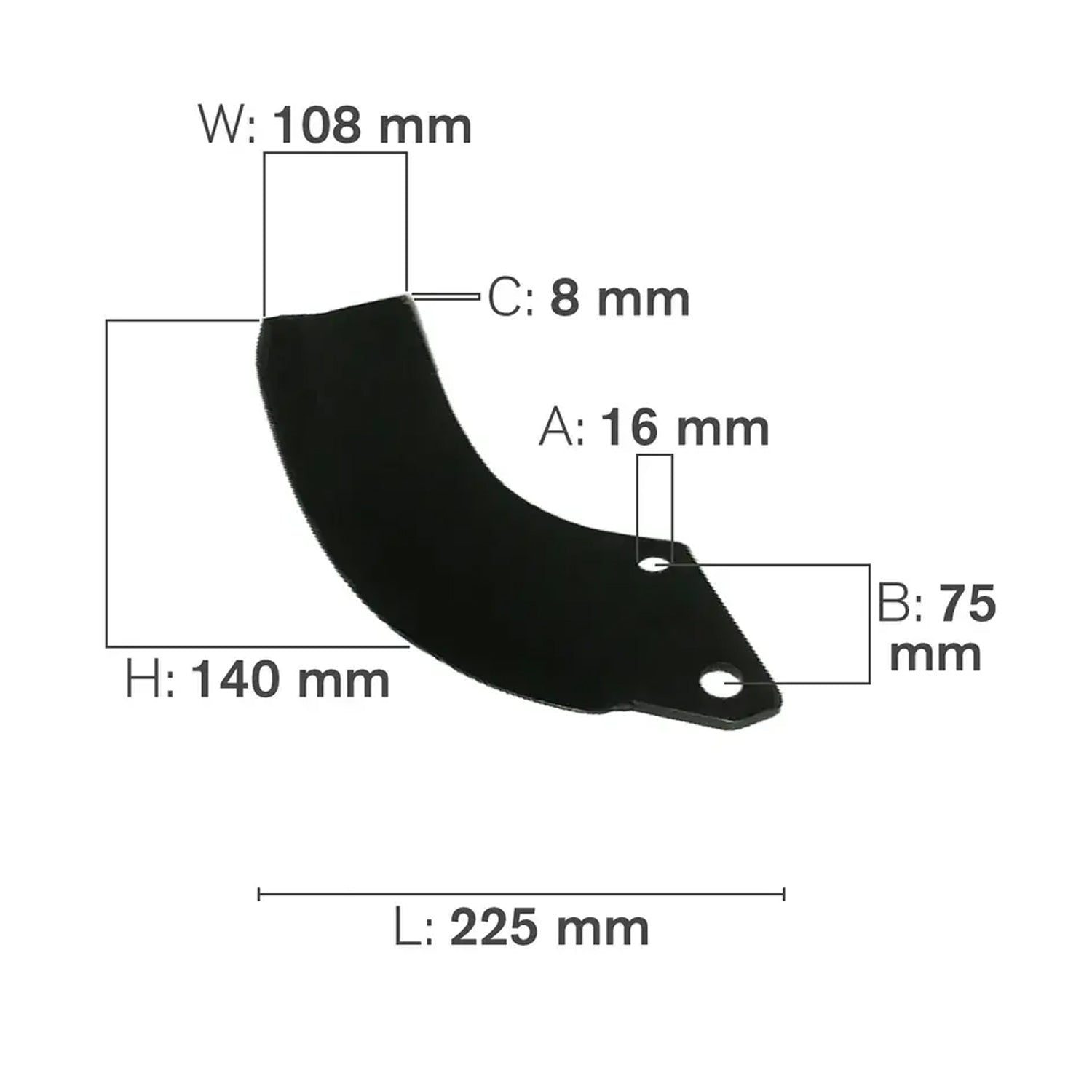 C-Shaped Tillage Blade, Left Hand, Hard Surfaced-1